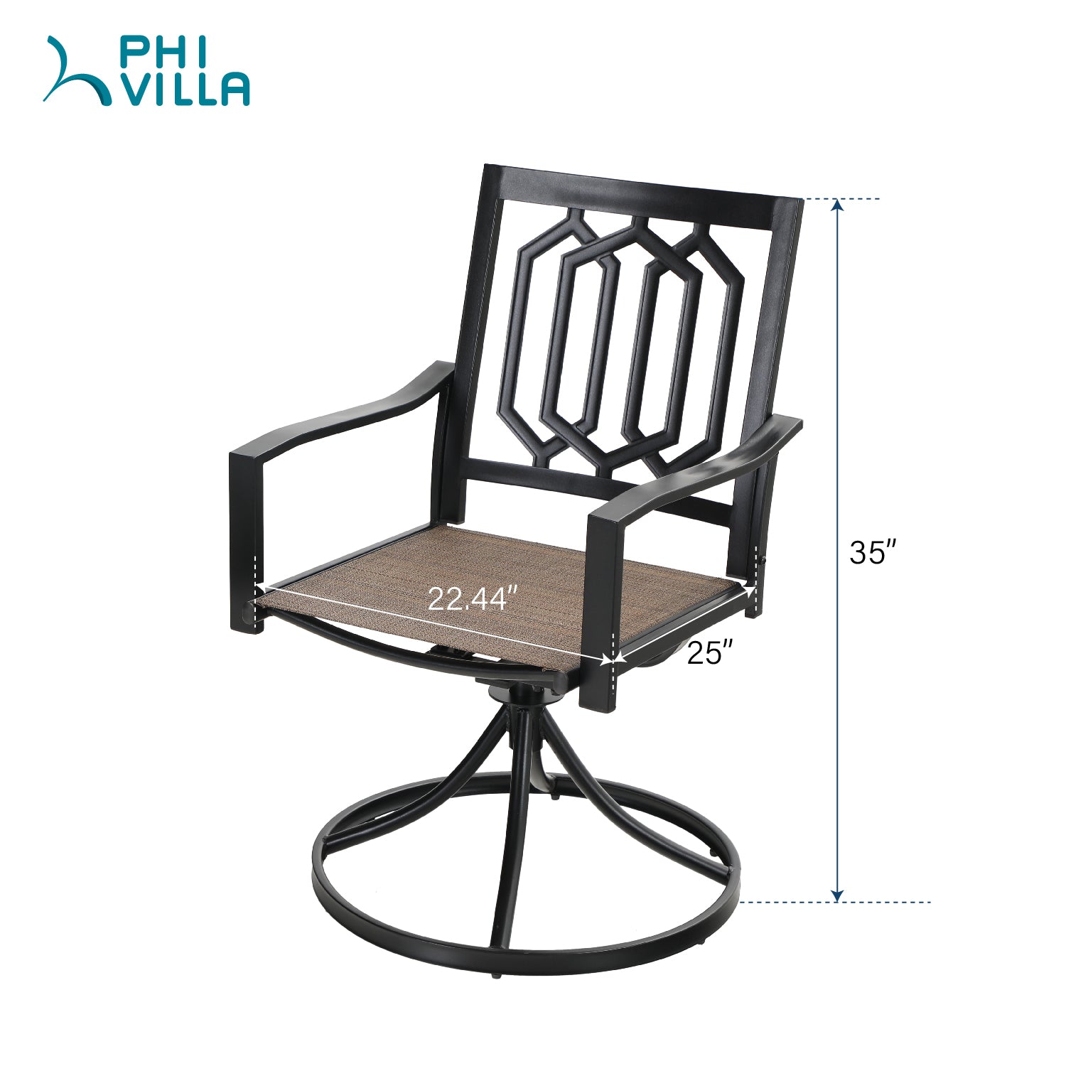 Sophia & William Steel Table and 2 Textilene Chairs 3-Piece Metal Outdoor Patio Bistro Set