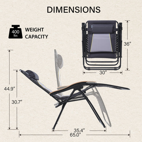 PHI VILLA New Oversized Padded Zero Gravity Lounge Chair Wooden Armrest Adjustable Recliner