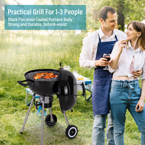 Captiva Designs 18" Porcelain-coated Kettle Charcoal Patio Grill
