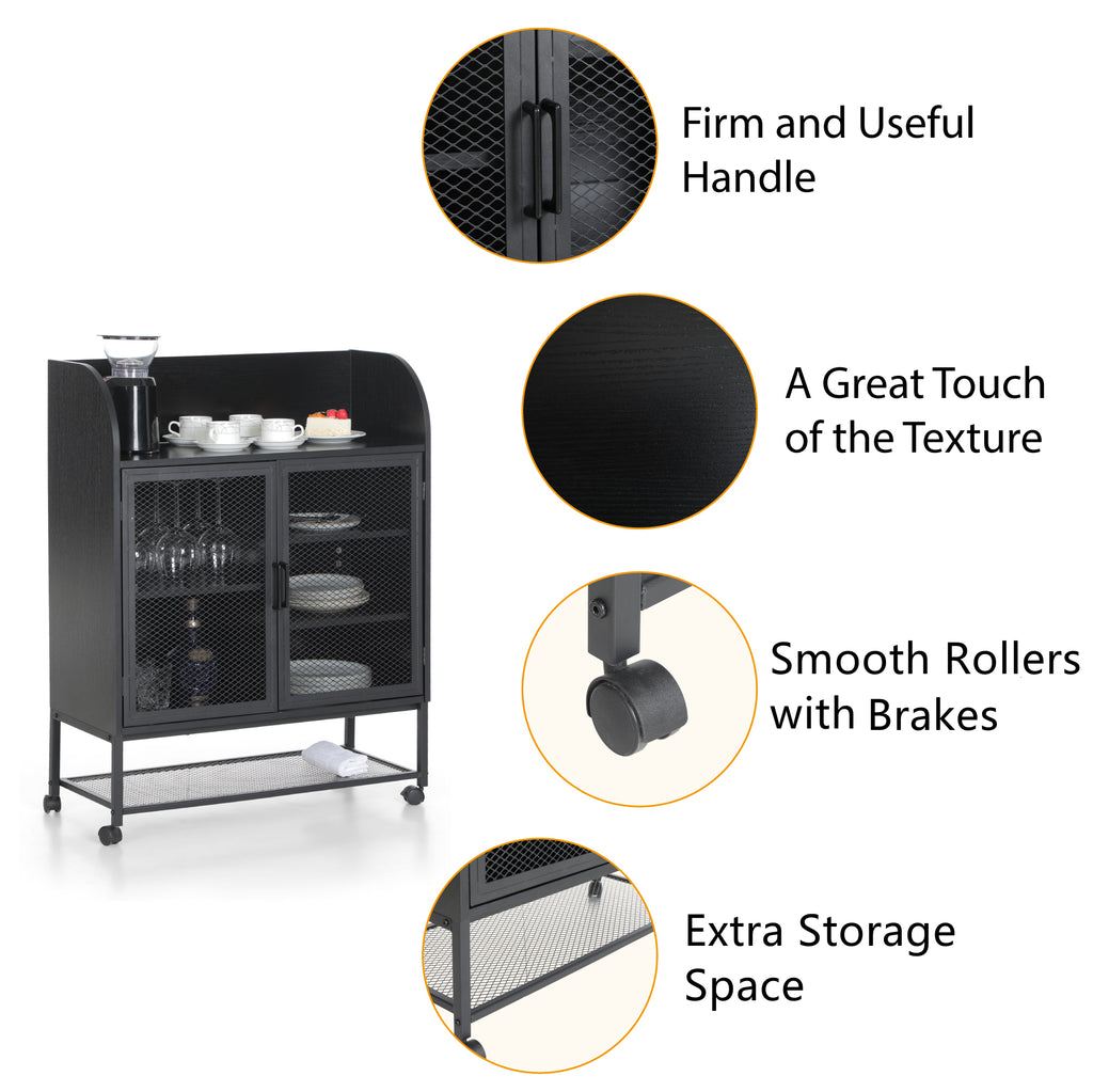 PHI VILLA Kitchen Island Cart on Wheels with Visible Doors and Large C