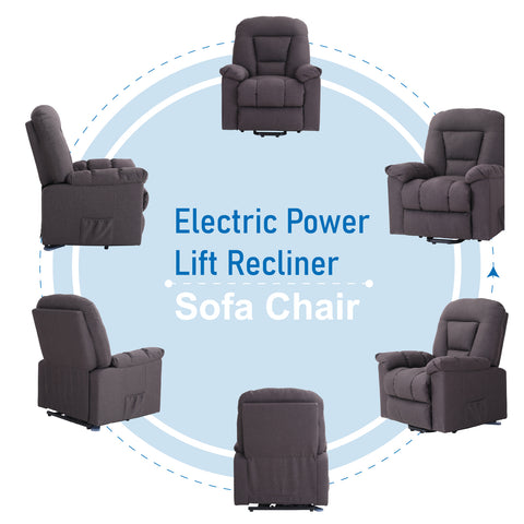 PHI VILLA Electric Power Lift Recliner Sofa Chair for Elderly with Massage and Heat