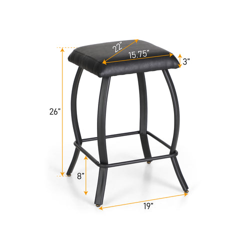 PHI VILLA 26" Height Bar Stools with PU Leather Seat and Curved Metal Frame