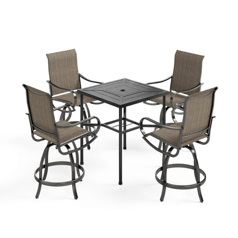 Sophia & William Outdoor Bar Stool Sets Swivel Textilene Bar Stools with Reinforced Base & Geometrically-stamped High Bar Table