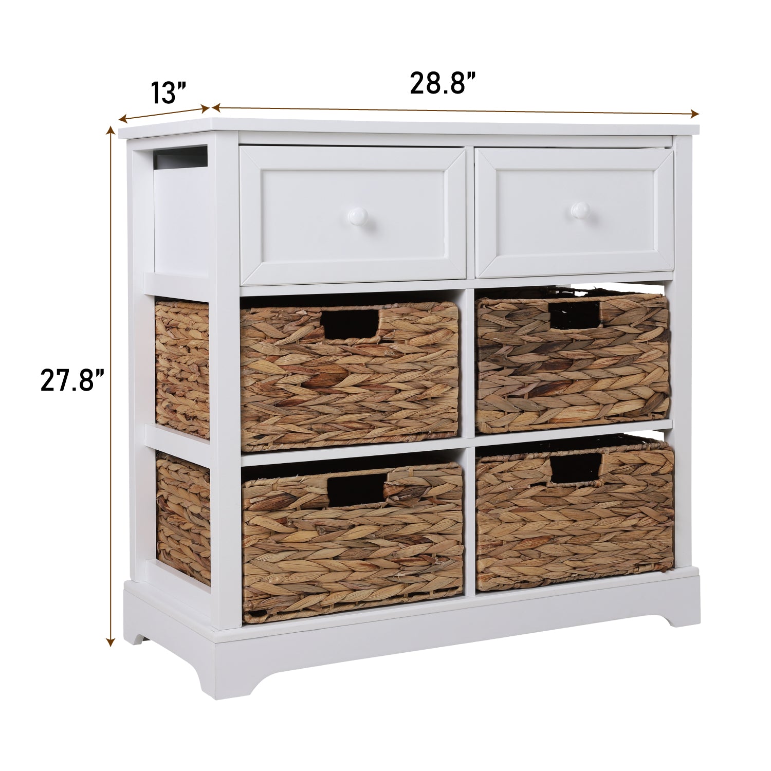 Sophia & William Decorative Storage Cabinet with Removable Water Hyacinth Woven Baskets for Living Room