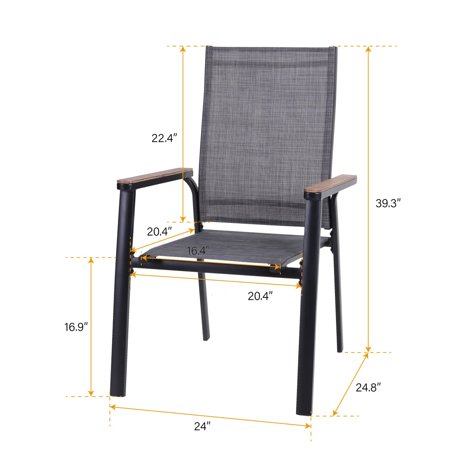 PHI VILLA Textilene Patio Dining Chairs, Set of 2