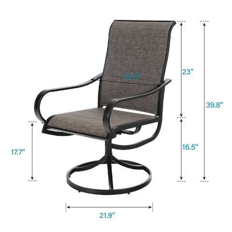 PHI VILLA 9-Piece Set Extra Large Square Table & Textilene Swivel Chairs