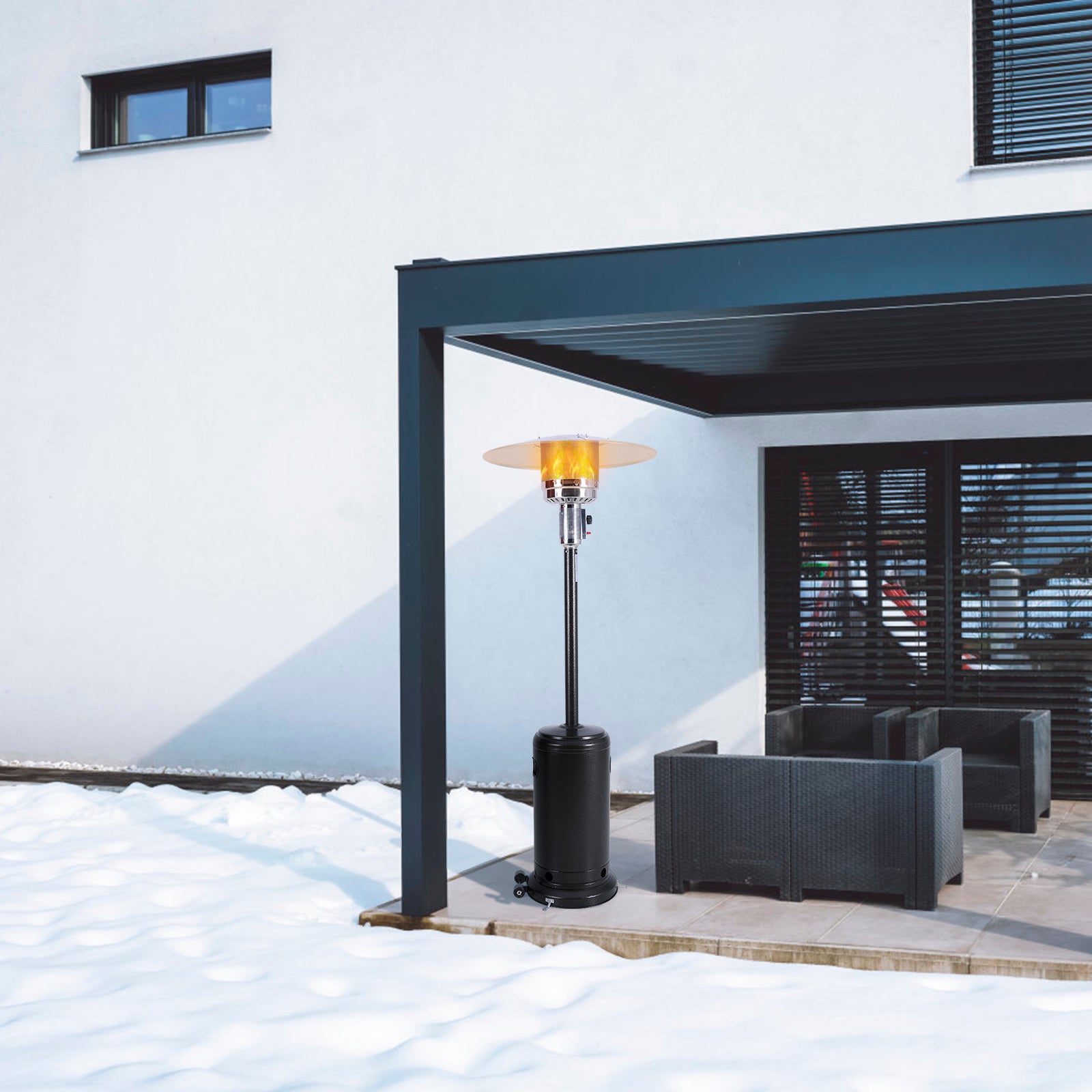 Phi Villa Gas Patio Heater, 41000 BTU Stainless Steel Floorstanding Propane Heater