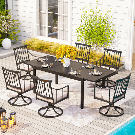 Sophia & William 7/9-Piece Patio Dining Sets Embossed Expandable Table & Stylish Steel Chairs