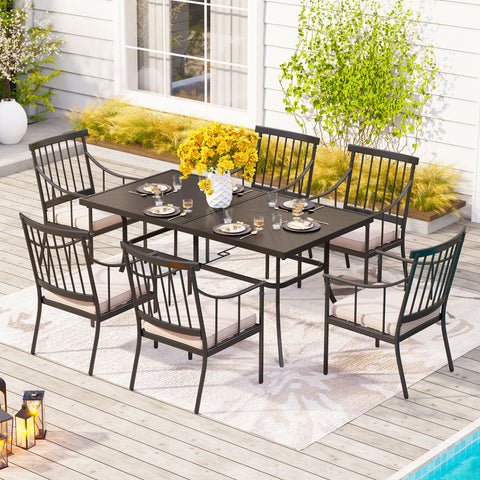 Sophia & William 7-Piece Patio Dining Sets Embossed Table & Stylish Steel Chairs