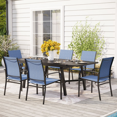 Sophia & William 9/7-Piece Patio Dining Set Reinforced Extendable Table & Textilene Fixed Chairs