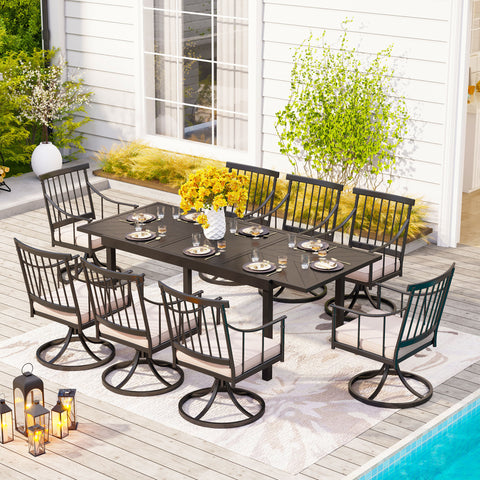 Sophia & William 7/9-Piece Patio Dining Sets Embossed Expandable Table & Stylish Steel Chairs
