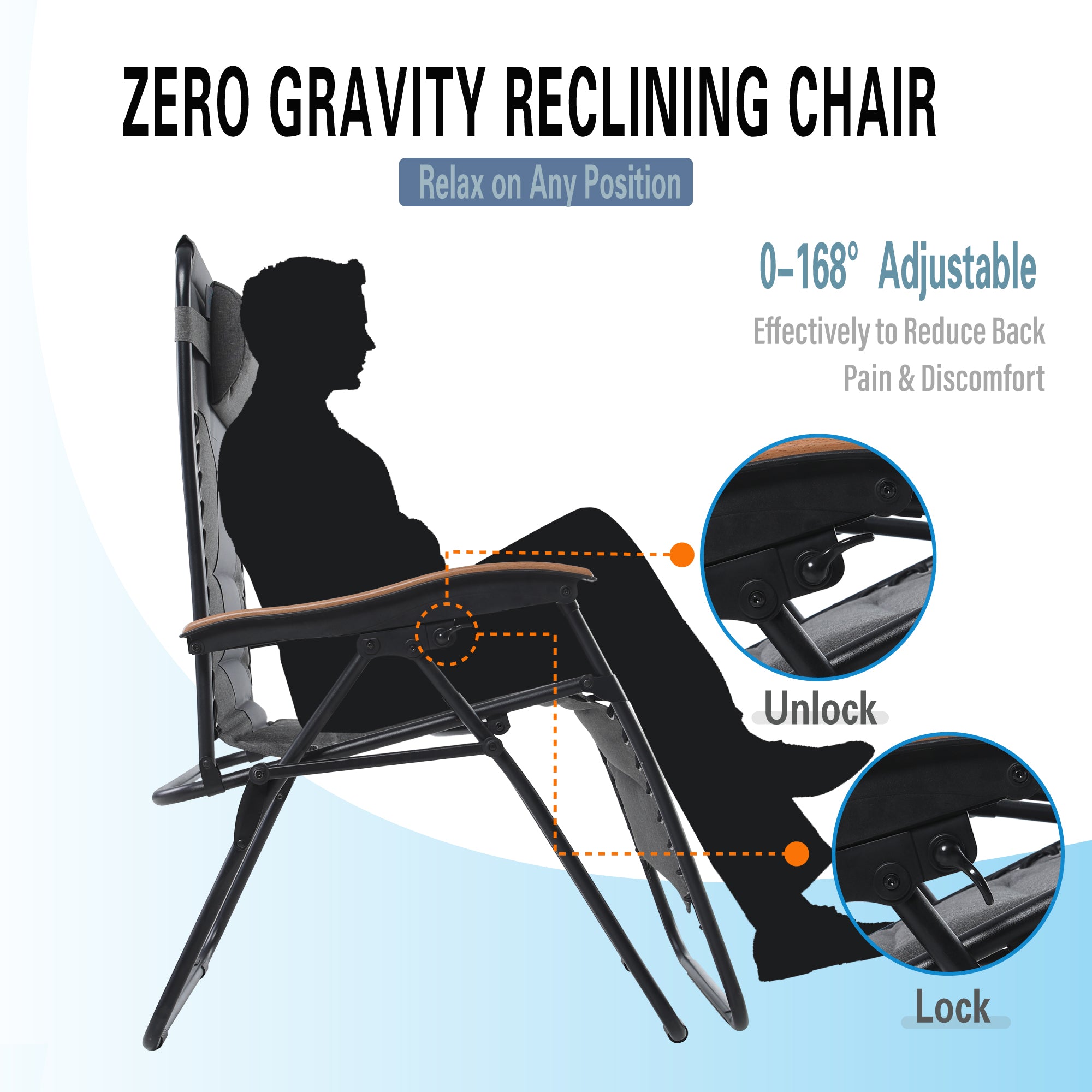 MFSTUDIO Oversize Padded Zero Gravity Lounge Chair with Massage
