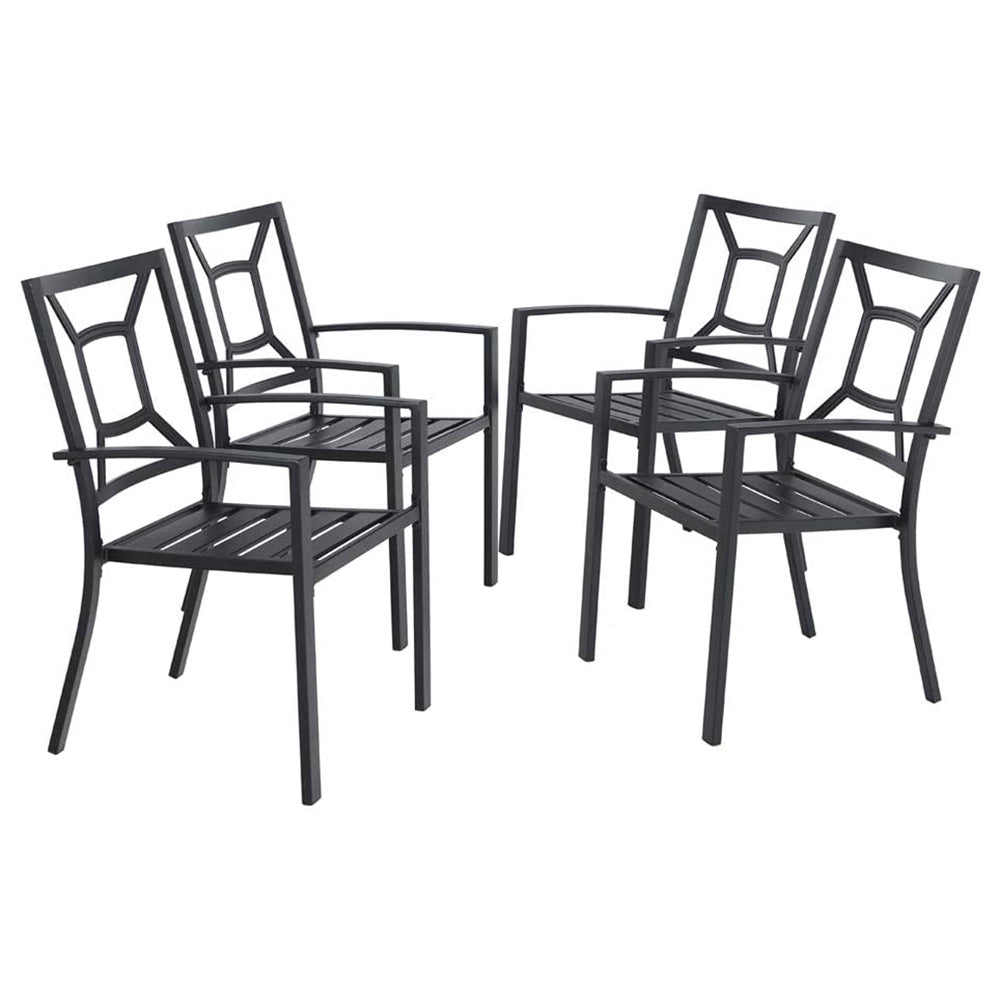 PHI VILLA Metal Patio Dining Chairs Set of 4 Pack with Armrest for Kitchen,Backyard,Balcony