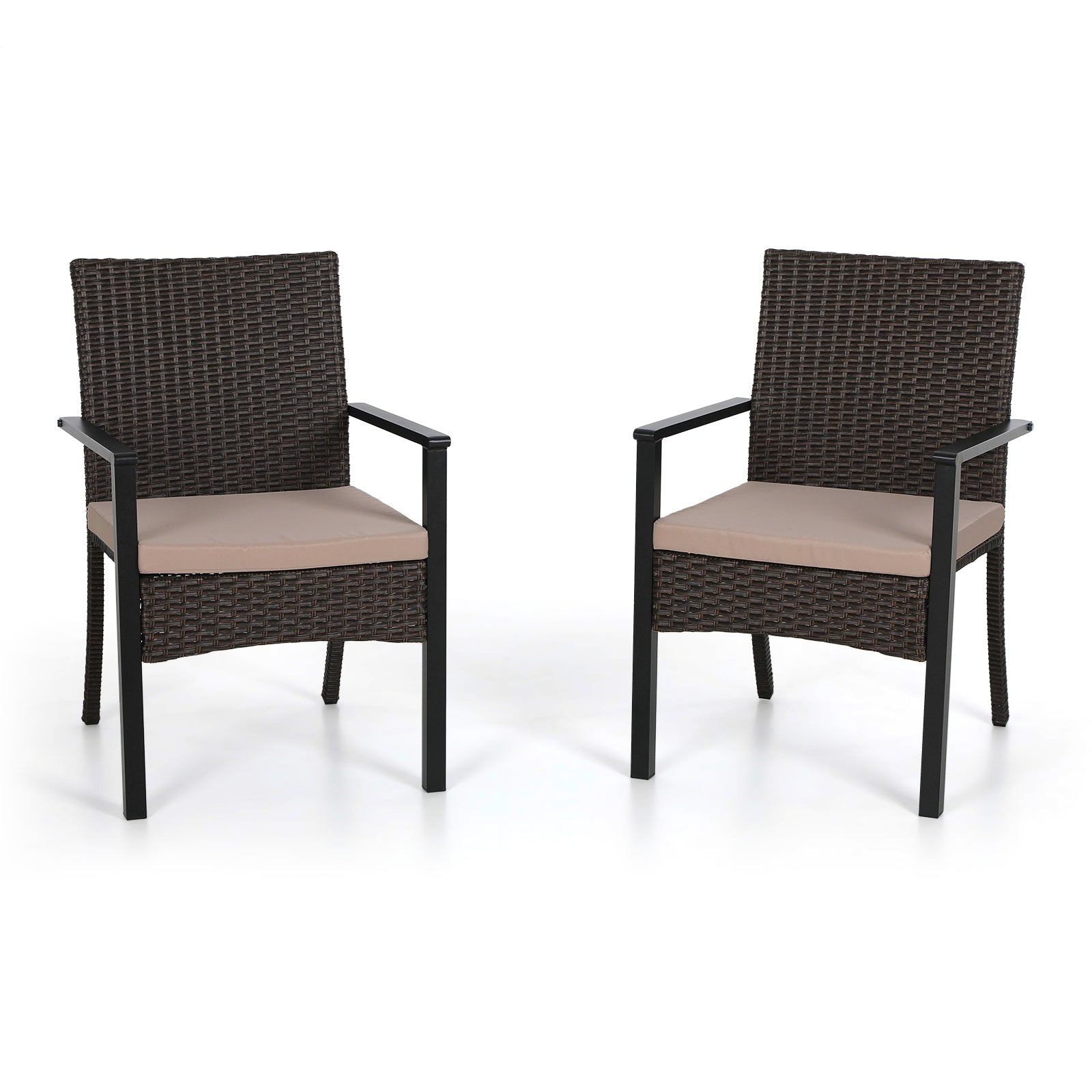 MFSTUDIO PE Rattan Cushioned Lounge Chairs, Set of 2