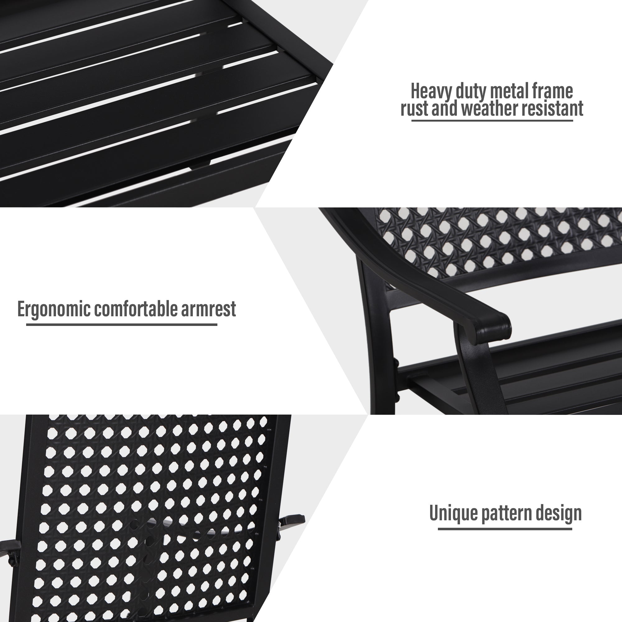 MFSTUDIO 2-Piece Patio Metal Dining Chairs for Garden Backyard