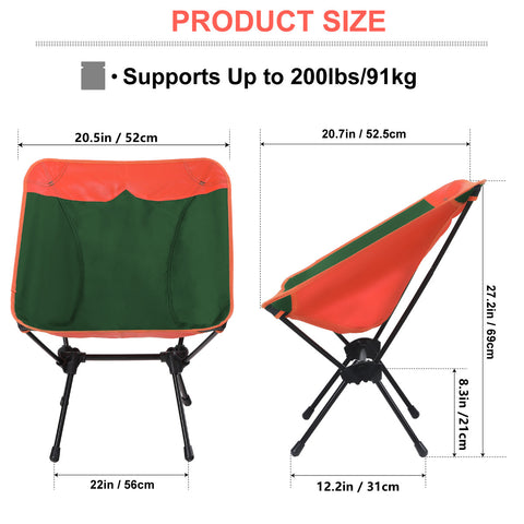 CAPTIVA DESIGN Ultralight Portable Folding Camping Chairs With Carry Bag