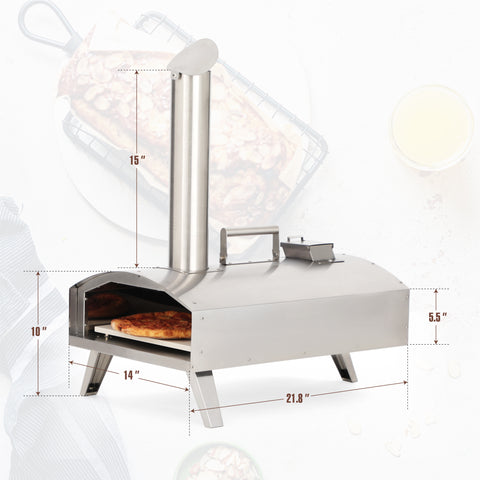 Captiva Designs 90s Quick Roast Portable Wooden Pellet Stainless Steel Pizza Oven