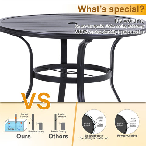 PHI VILLA 5-Piece Metal Round Table & 4 Swivel Chairs Outdoor Patio Dining Set