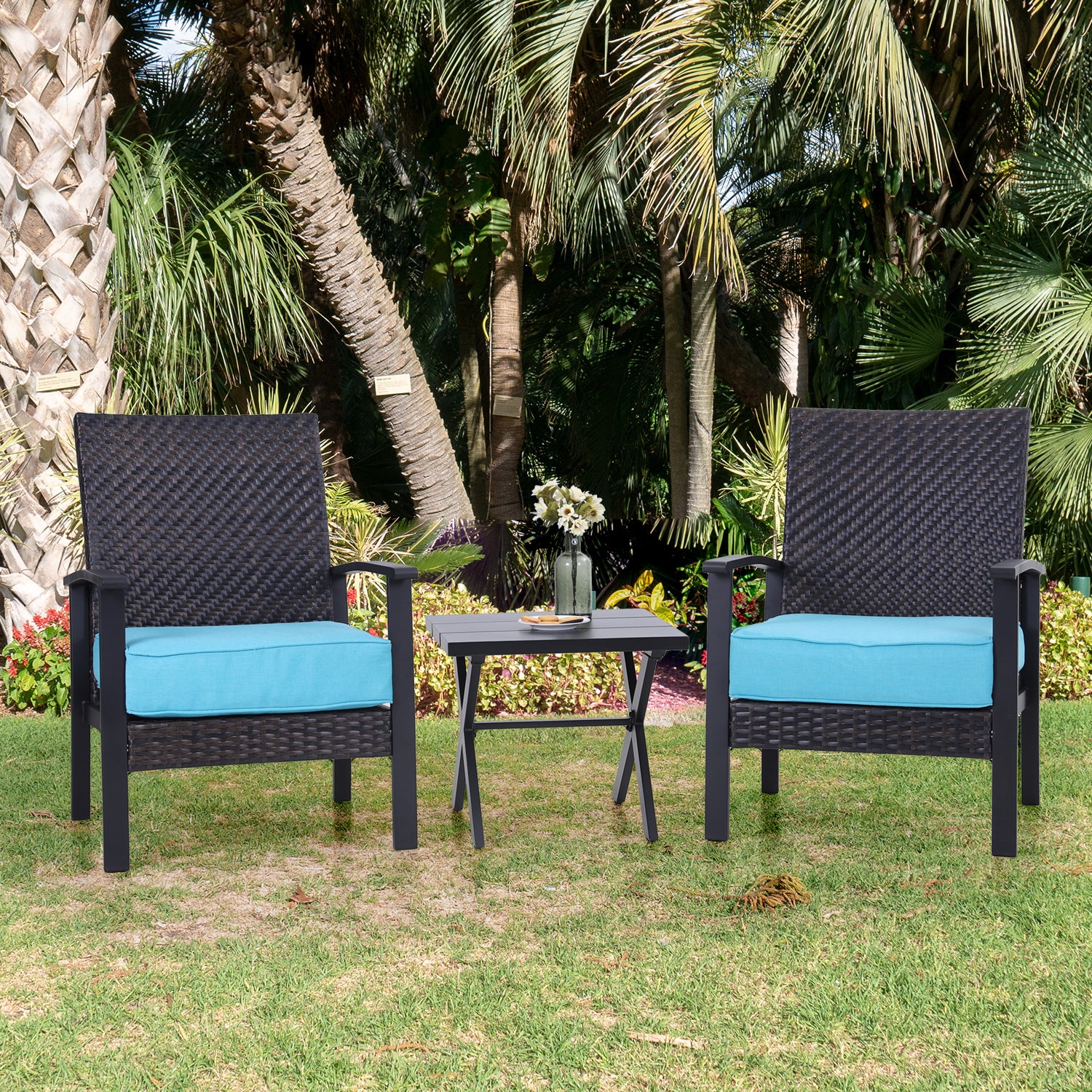 Sophia & William Rattan Sofa Seating Group with Cushions, Patio Conversation Set