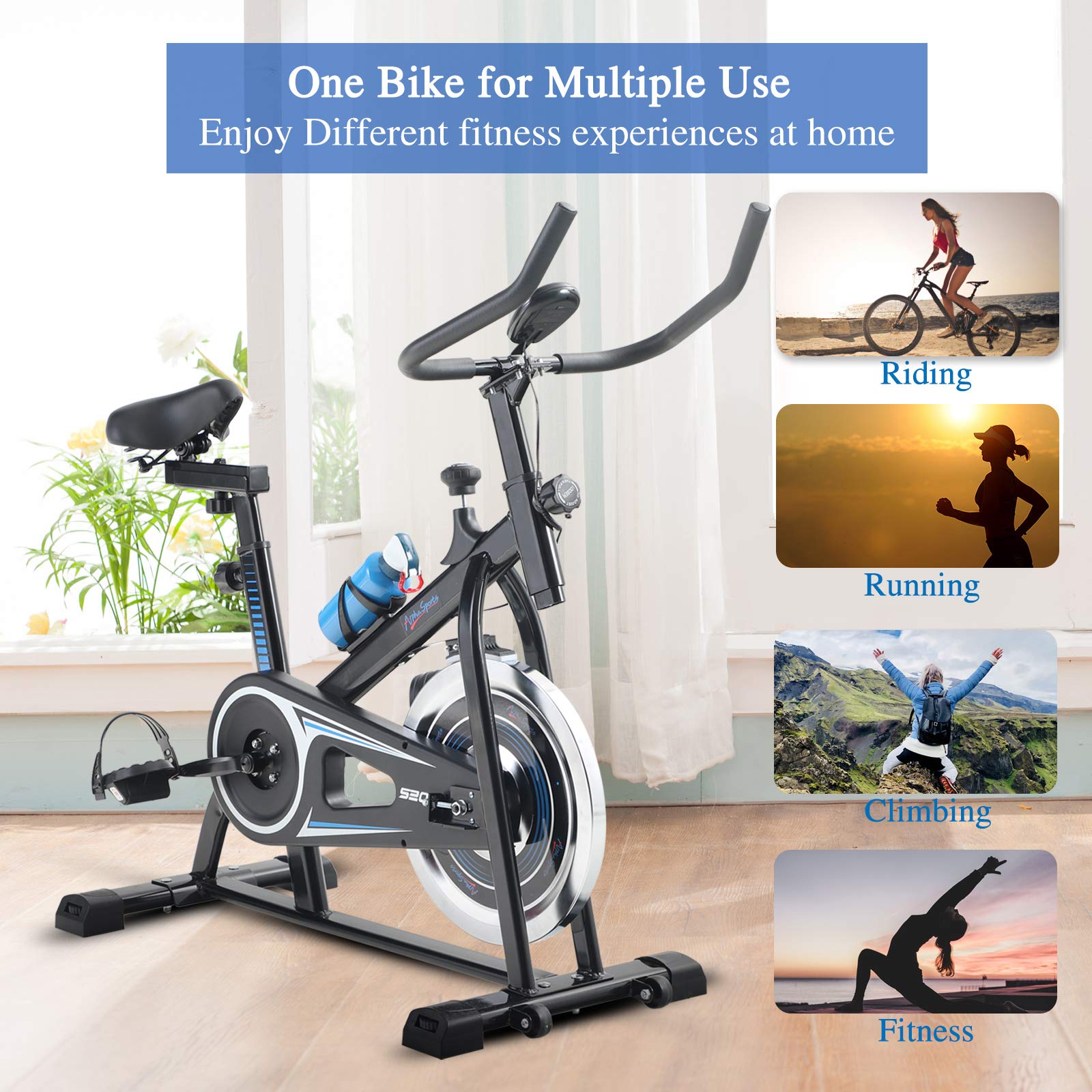 Alpha Sports Indoor Stationary Belt Drive Exercise Cycling Bike