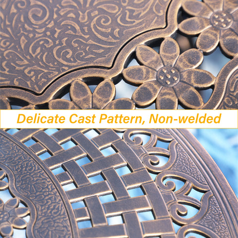 PHI VILLA 5-Piece Cast Aluminum Pattern Patio Dining Set with Bronze Coating