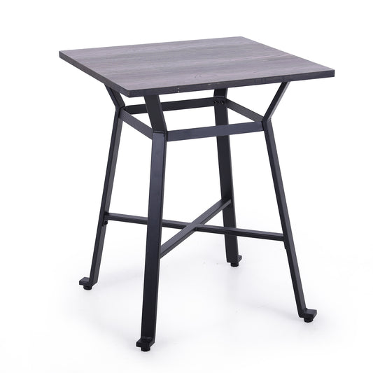 PHI VILLA Metal Bar Table, Square Table with Wood Top, 29.5"