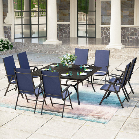 Sophia & William 9-Piece Patio Dining Sets Large Square Table & Textilene Foldable Chair