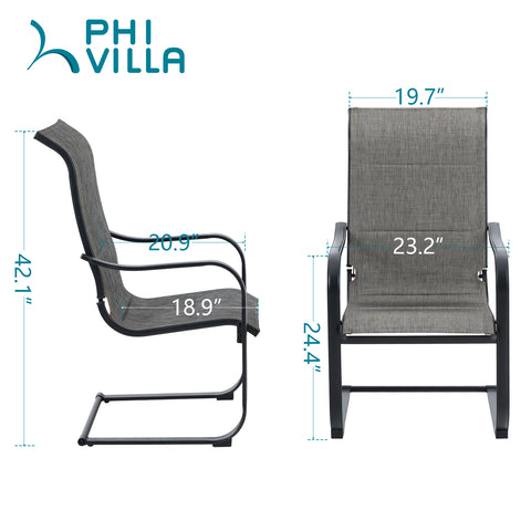 MFSTUDIO Adjustable Table & C-Spring Textilene Patio Chairs Steel Outdoor Dining Set