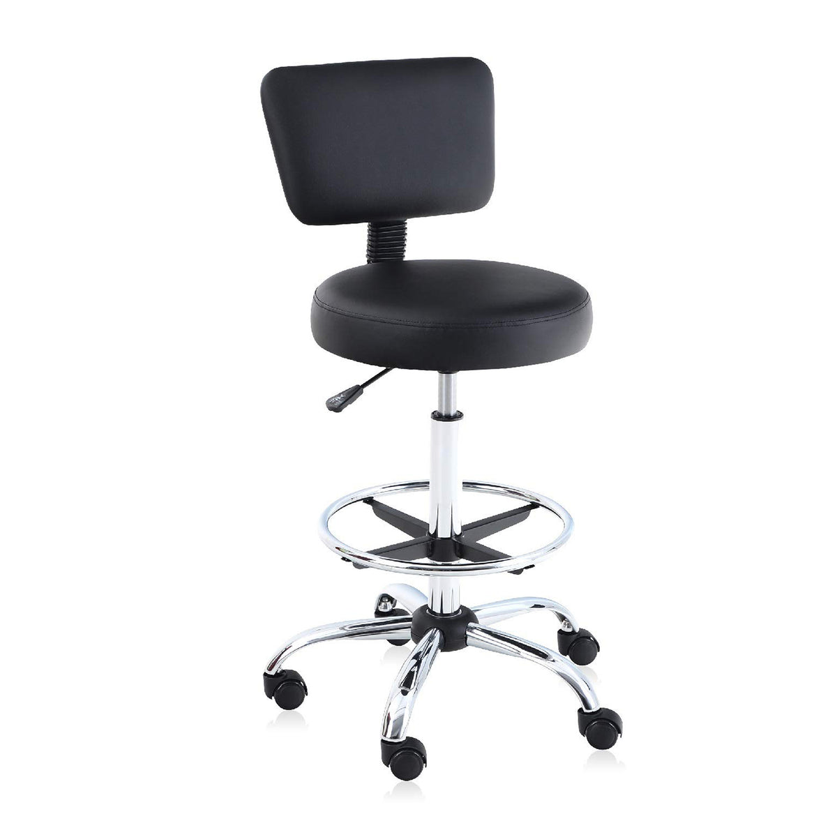 PHI VILLA Adjustable PU Leather Swivel Office Chair with Detachable Backrest