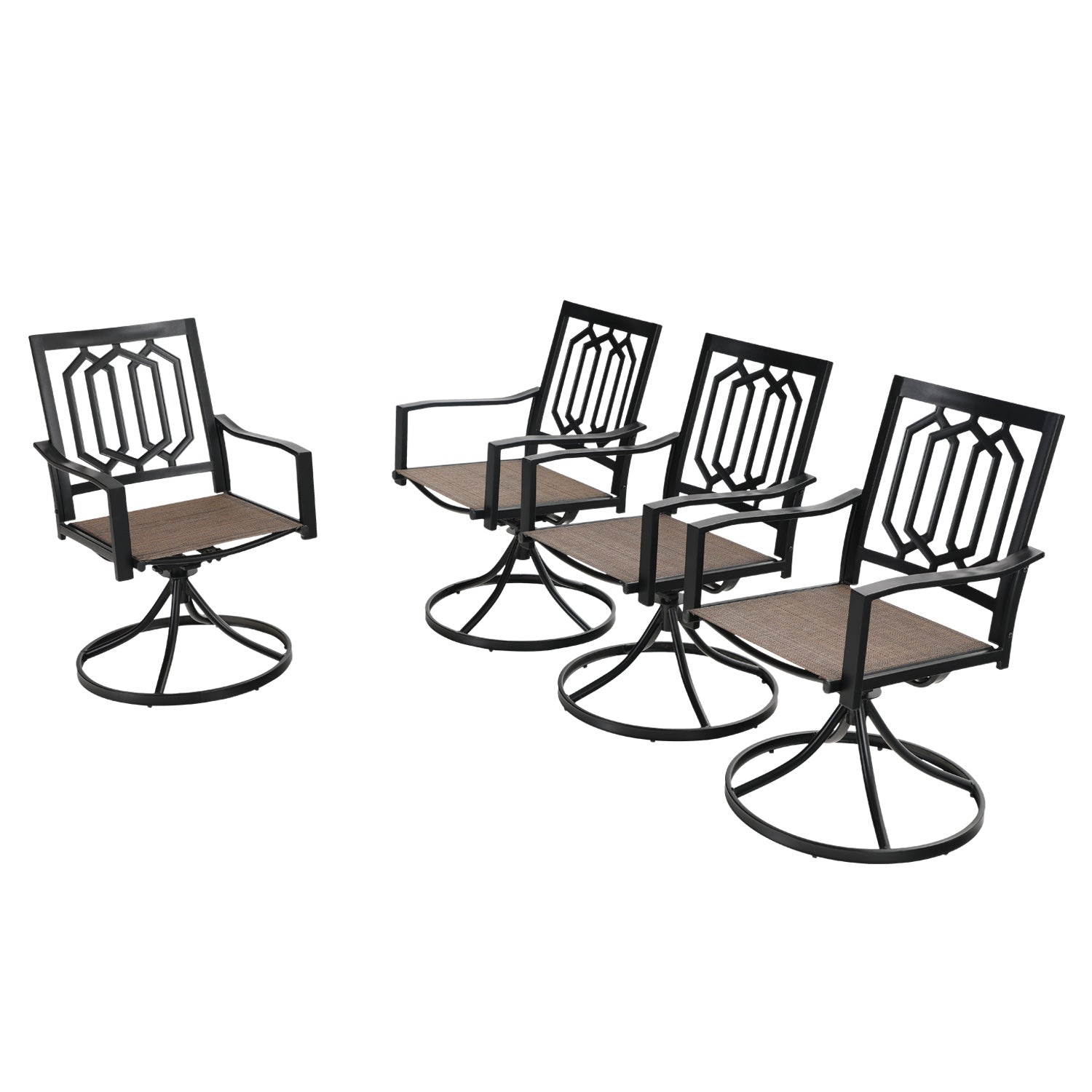 Sophia & William Textilene Seat Patio Dining Swivel Chairs with Steel Frame, Set of 4