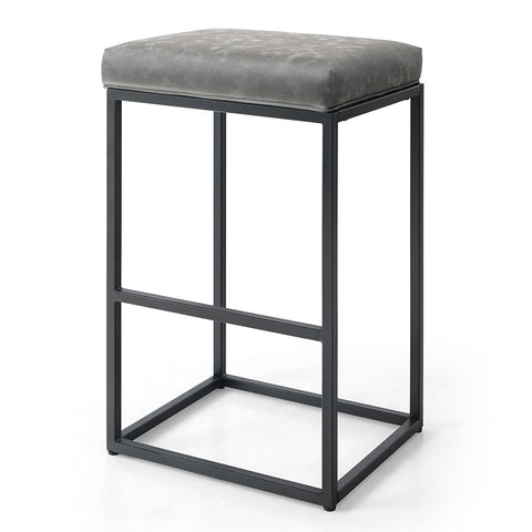 PHI VILLA Square PU Leather Bar Stool with Sturdy Metal Frame