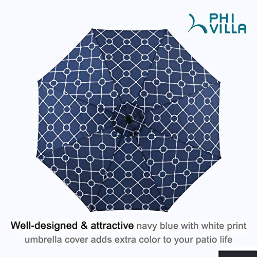 Sophia & William 9ft Crank Open & Auto-Tilt Market Umbrella with Printing Polyester Canopy