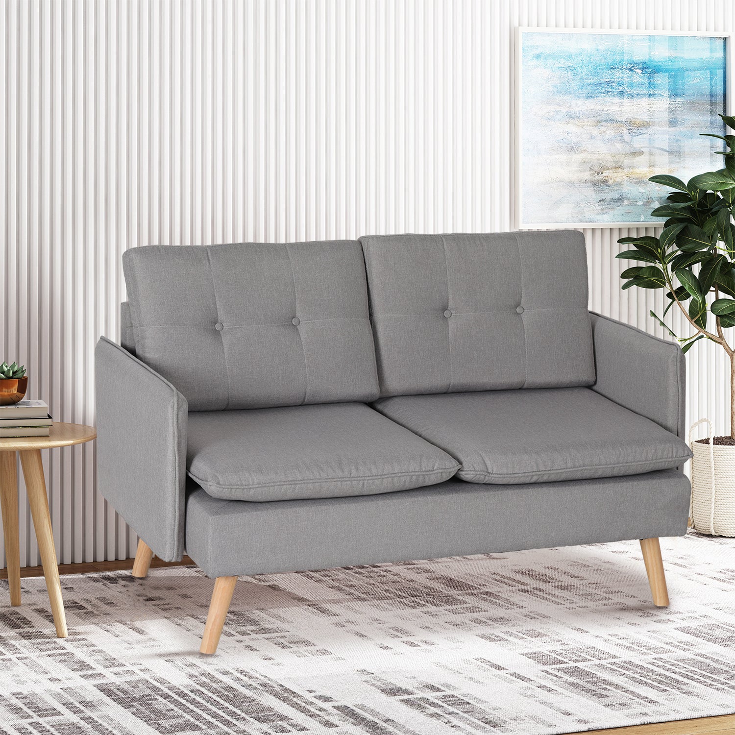 PHI VILLA Modern Couch Lounge Sofa Chair Loveseat with Wood Leg for Living Room
