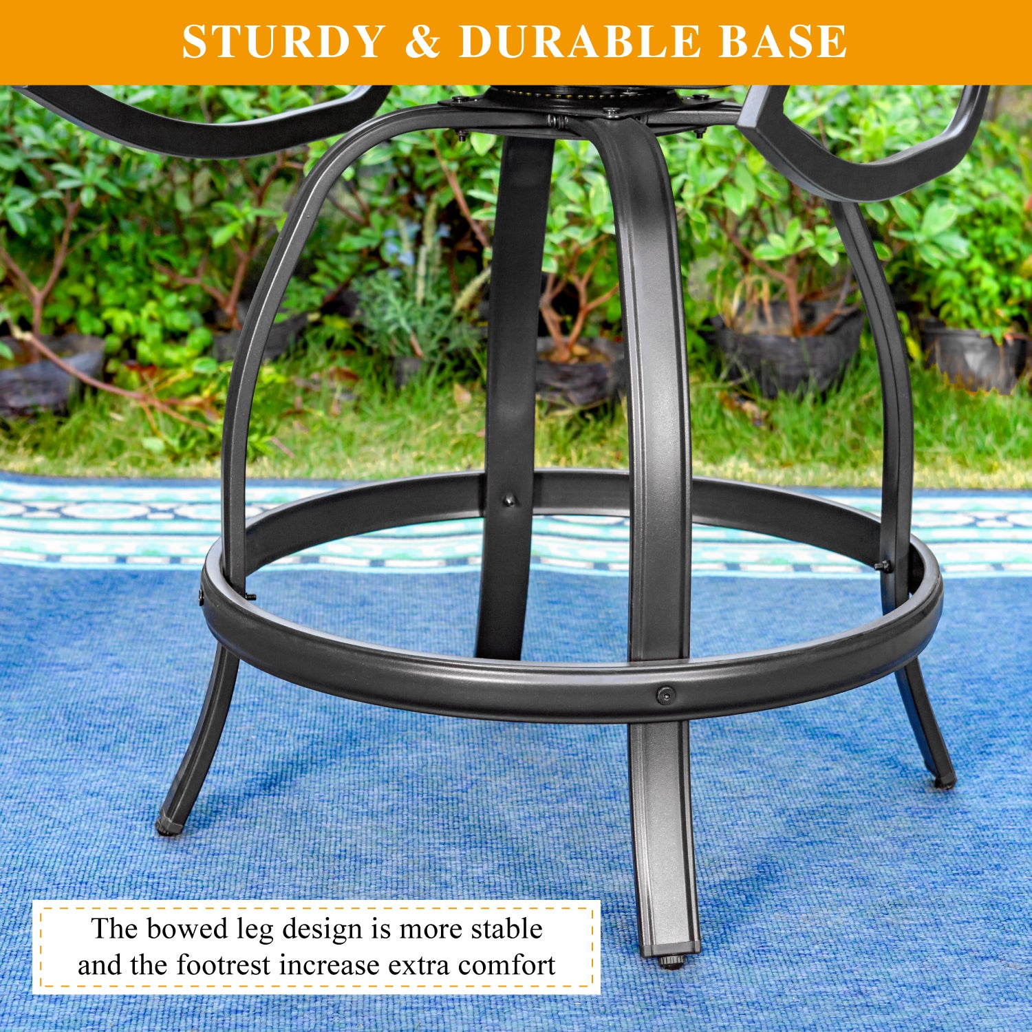 Sophia & William Outdoor Bar Stool Sets Swivel Textilene Bar Stools with Reinforced Base & Geometrically-stamped High Bar Table