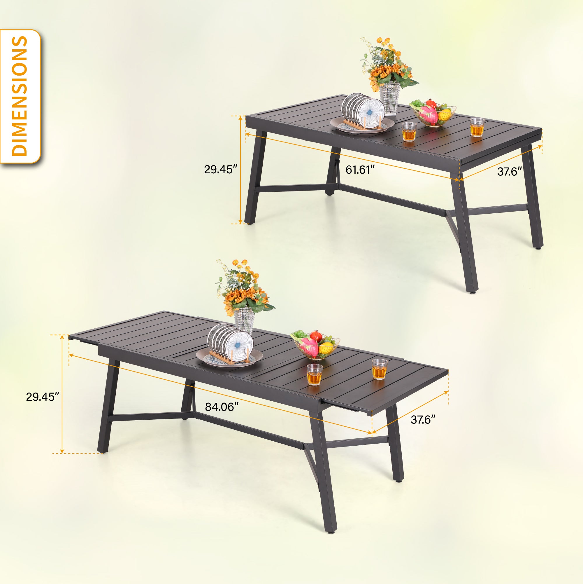 PHI VILLA 9/7-Piece Patio Dining Set Reinforced Extendable Table & Textilene Swivel Chairs