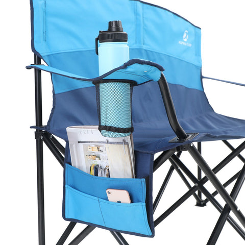 ALPHA CAMP Oversized Portable Camping Chair with Cup Holder Heavy Duty Support Loveseat 450 LBS