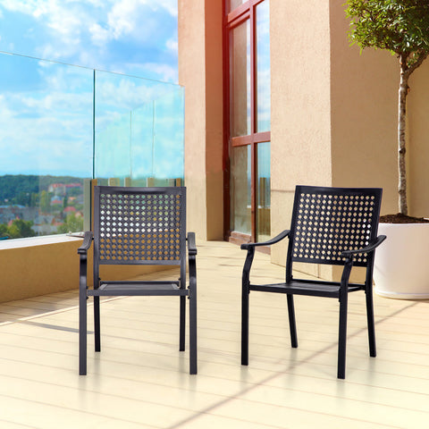 MFSTUDIO 2-Piece Patio Metal Dining Chairs for Garden Backyard