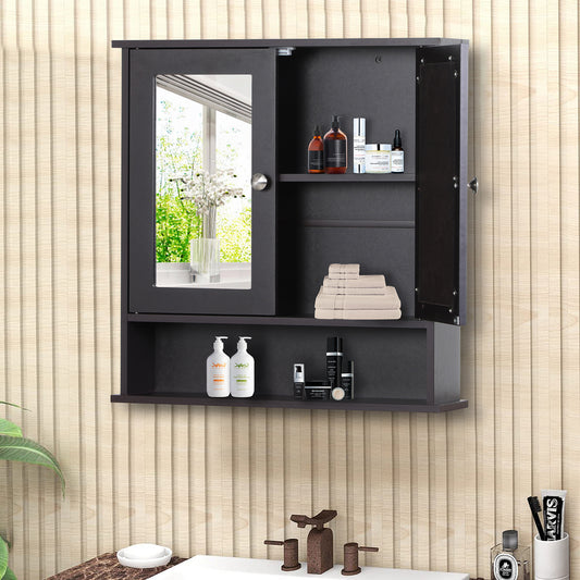 PHI VILLA 3-Color Medicine Cabinet Bathroom Cabinet Wall Mounted with Double Mirror Doors