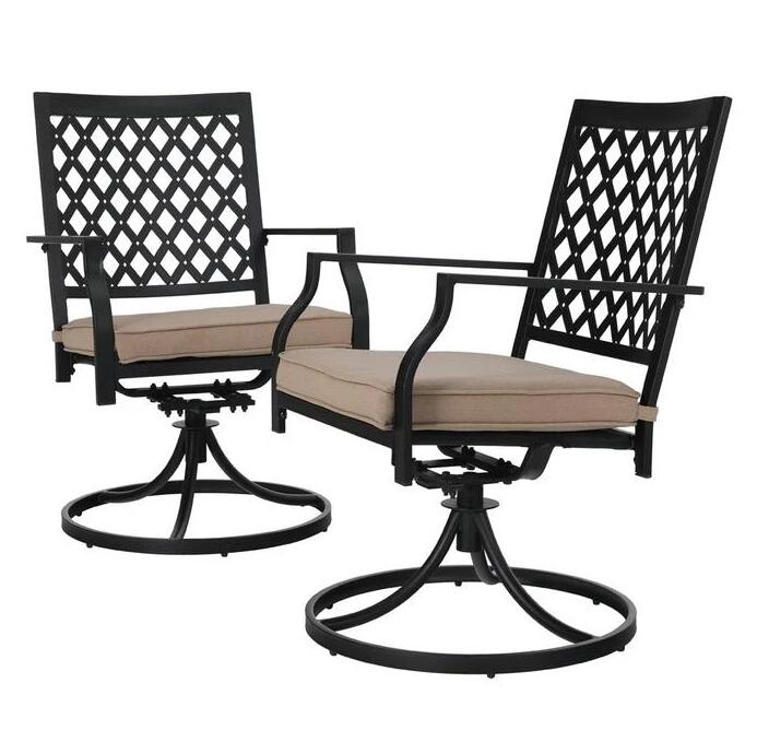 Phi Villa Outdoor Patio Swivel Dining Chairs fits Garden Backyard - Set of 2