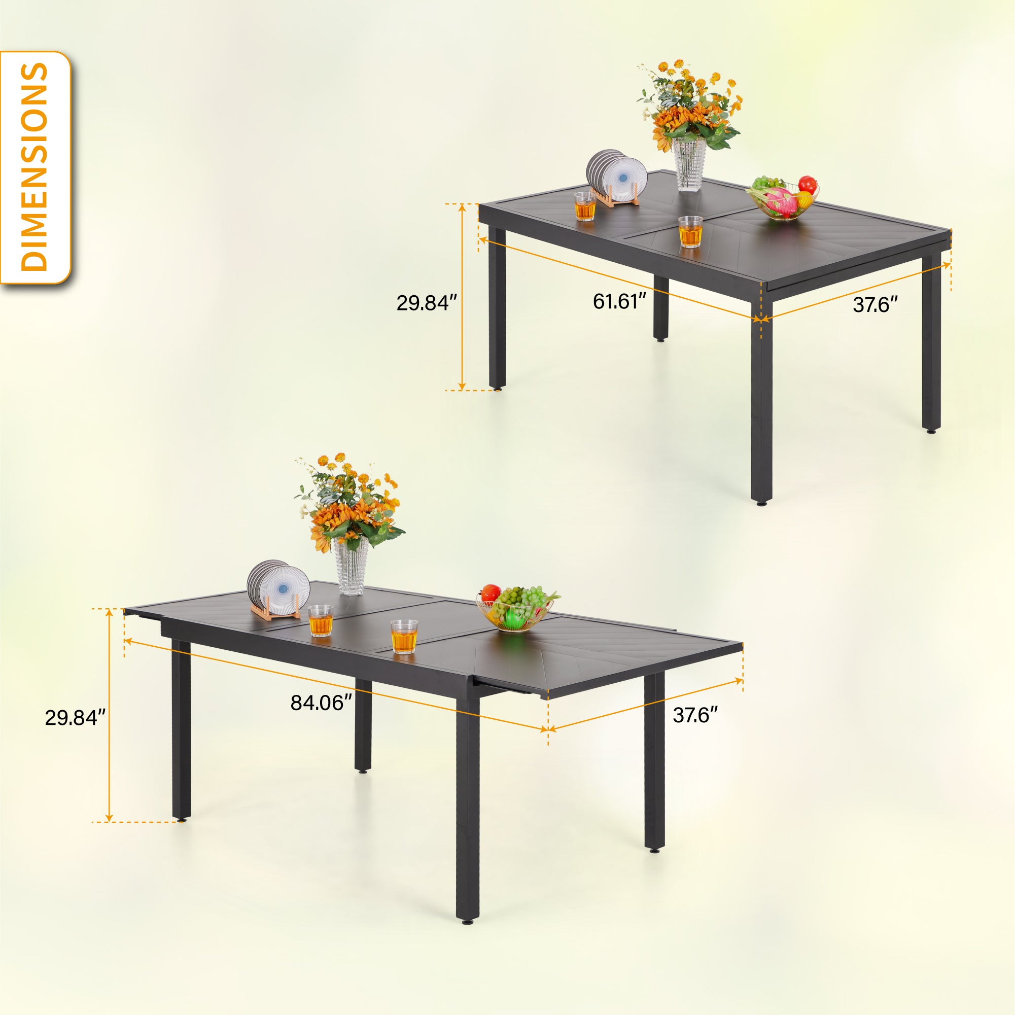 PHI VILLA 9/7-Piece Patio Dining Set Line-engraved Expandable Table & Padded High-back Textilene C-spring Chairs