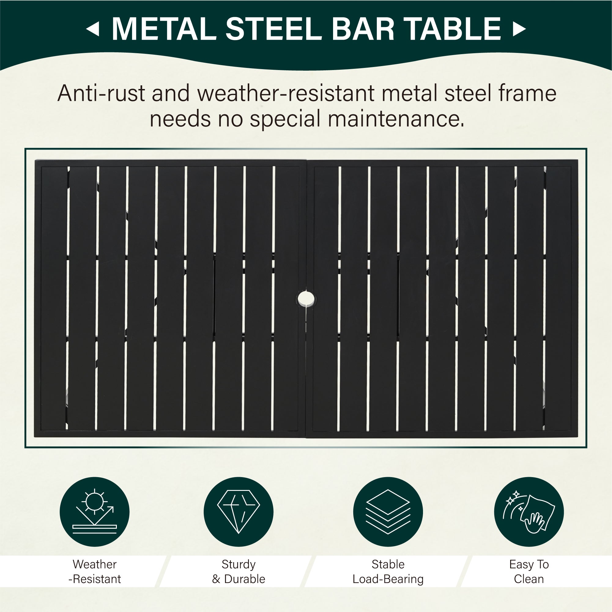 Phi Villa Patio 67'' Rectangle Steel High Bar Table