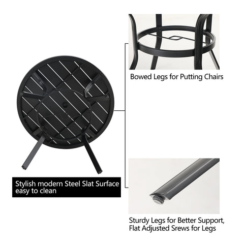 Sophia & William 5-Piece Steel Round Table & Textilene Reclining Folding Sling Chairs Patio Outdoor Dining Set