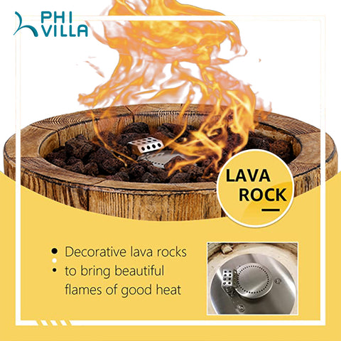 PHI VILLA 16 inch,30,000 BTU Outdoor Terrafab Gas Fire Pit Propane Fire Column with PVC Cover and Touch-up Pen