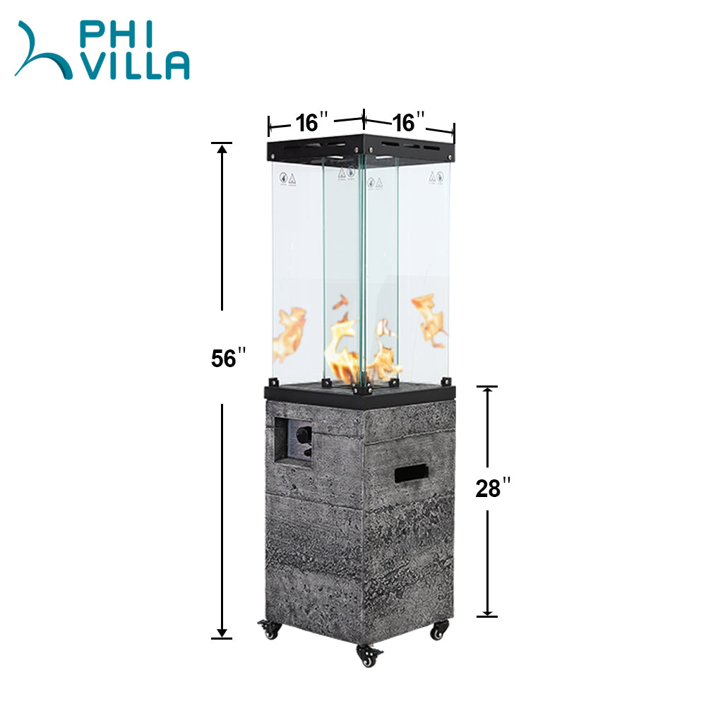 PHI VILLA 16 inch, 41000BTU Propane Outdoor Terrafab Patio Heater with Waterproof Cover and Touch-up Pen