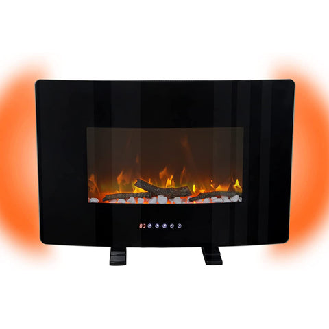 MFSTUDIO 30" Electric Fireplace, Wall Mounted & Freestanding Electric Fireplace Heater Curved, 700W/1400W
