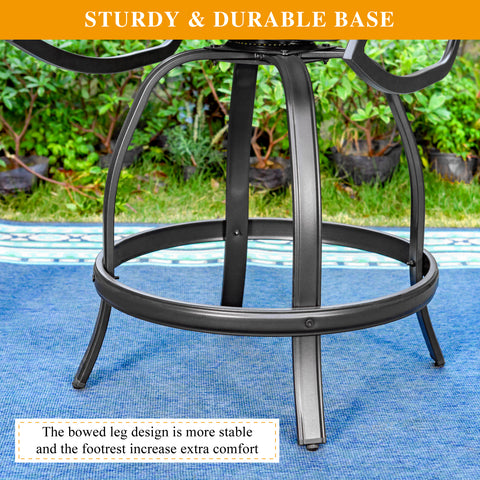 Sophia & William Outdoor Bar Stool Sets Swivel Textilene Bar Stools with Reinforced Base & Square High Bar Table