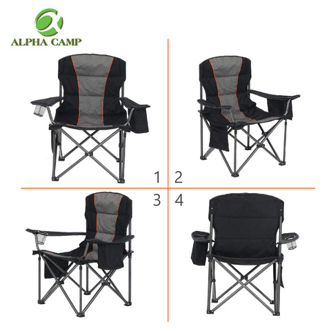 ALPHA CAMP Oversized Portable Folding Camping Chair with Cooler Bag for Sports, Beach, Hiking, Fishing
