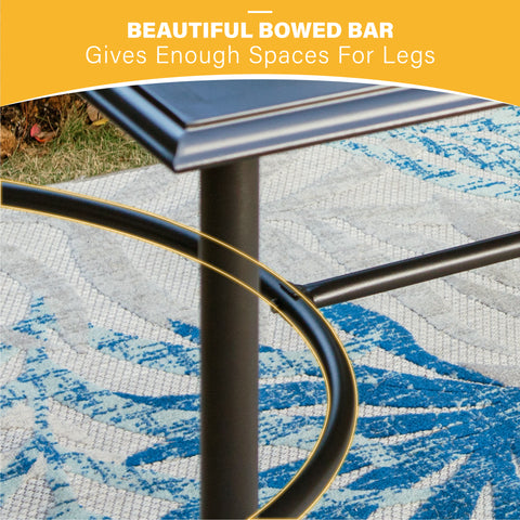 PHI VILLA 7-Piece Patio Dining Set Bowed-bar Table & Textilene Swivel Chairs