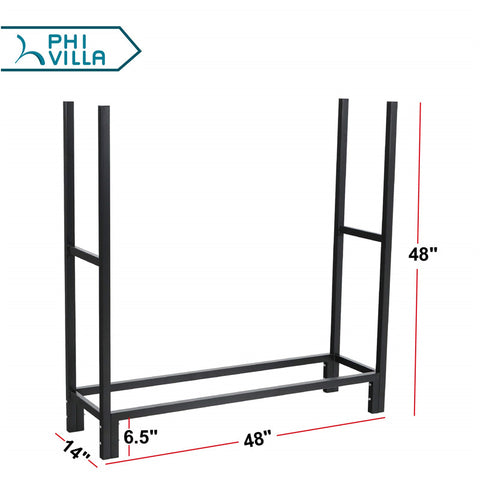 PHI VILLA Heavy Duty Iron Firewood Rack for Fireplaces
