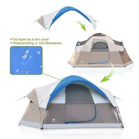ALPHA CAMP Blue 6 Person Dome Family Camping Tent